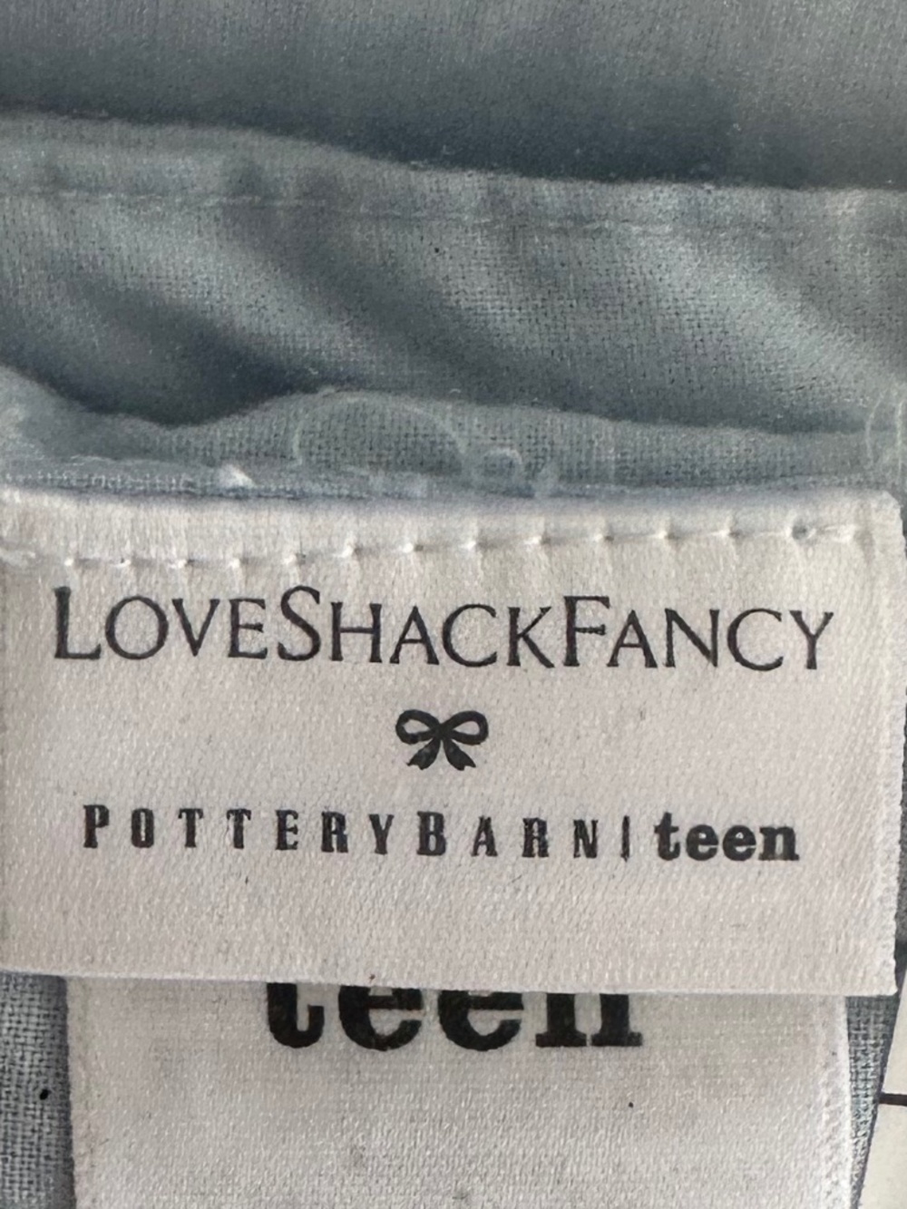 Pottery Barn Teen LoveShackFancy Cotton Ruffle Bow Quilt Light Blue Twin NWT - Picture 4 of 5
